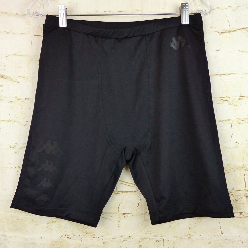 Kappa Tights Short Mens L Black Evane Kombat System Skin Fit Logos NWT Sporty
